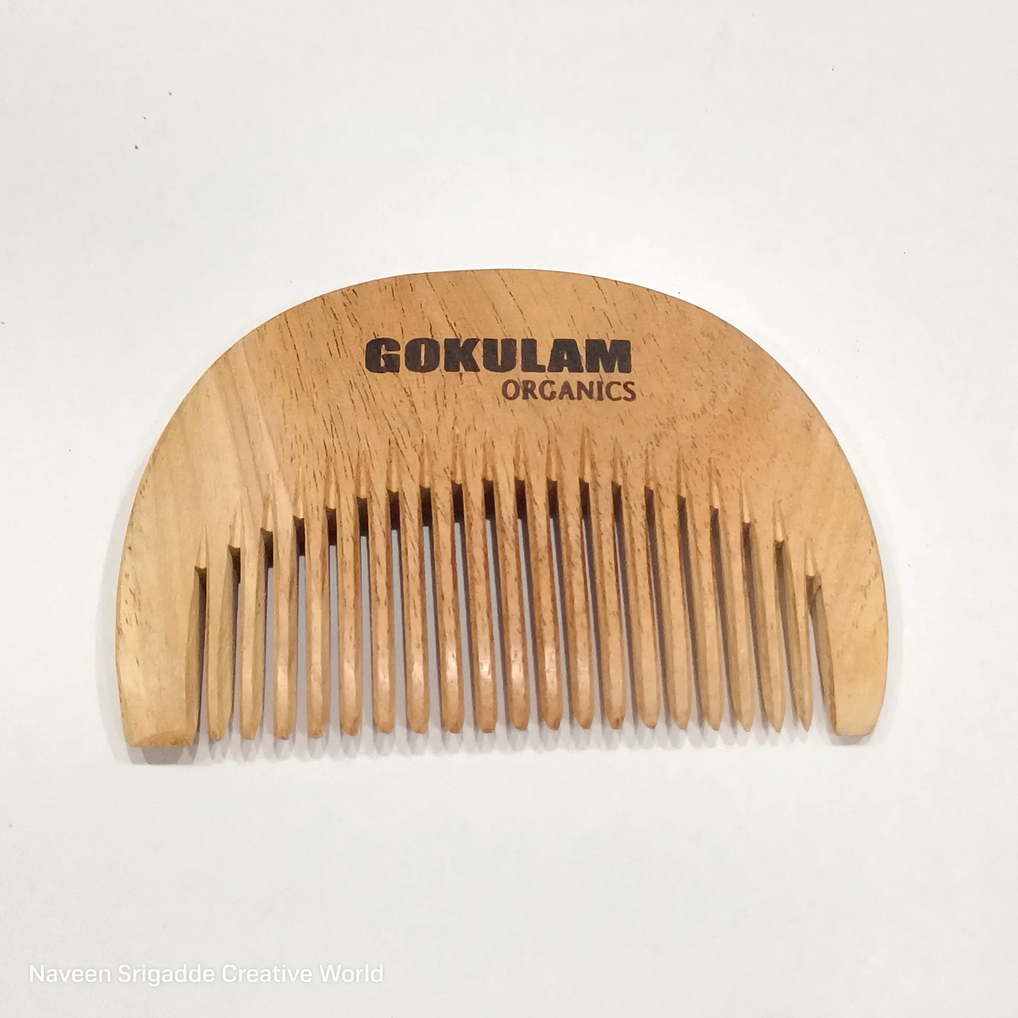 Gokulam Organics Rounded Wide Tooth Wooden Hair Comb – Anti-Frizz & Scalp Friendly