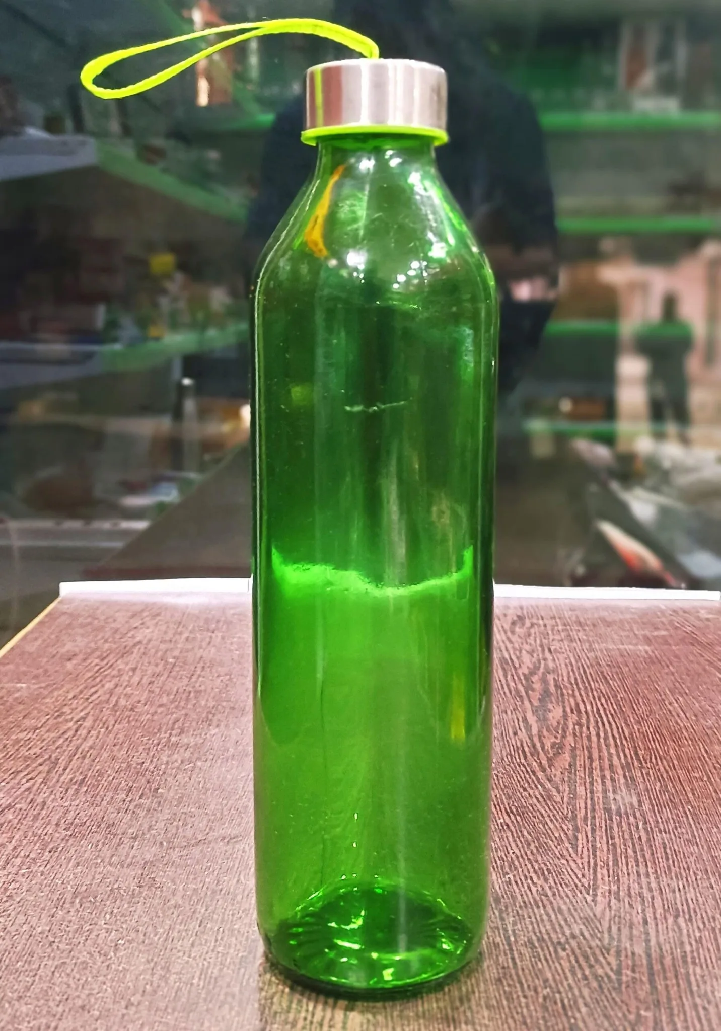 Glass Water Bottle Green